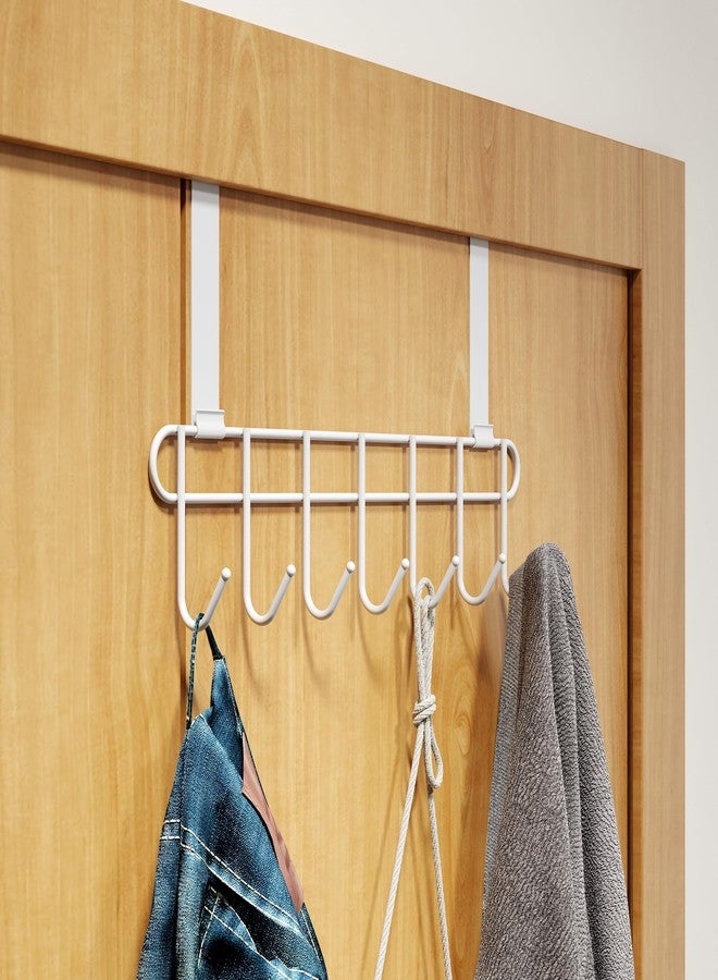 روكسا منظم خطافات متعدد الوظائف من روكسا يُعلق فوق الباب/رف خطافات حائط لتعليق الملابس، وعلاقة المناشف، وعلاقة المطبخ، وعلاقة الحمام - أبيض (7 خطافات) (عبوة من قطعة واحدة) - Image 2